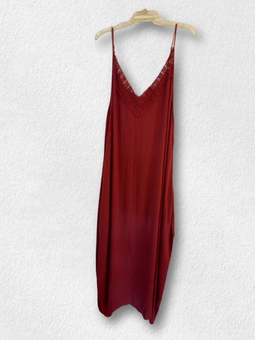 City Chic Rust Maxi Dress with Laced-Trim V-Neckline Plus XL22 NWT
